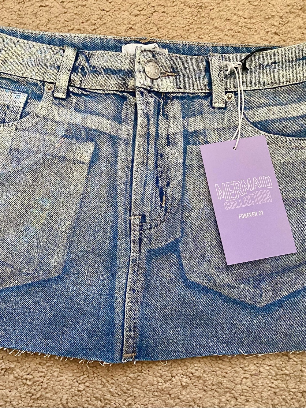 Forever 21 Light Blue Denim Mini Skirt with Mermaid Tag